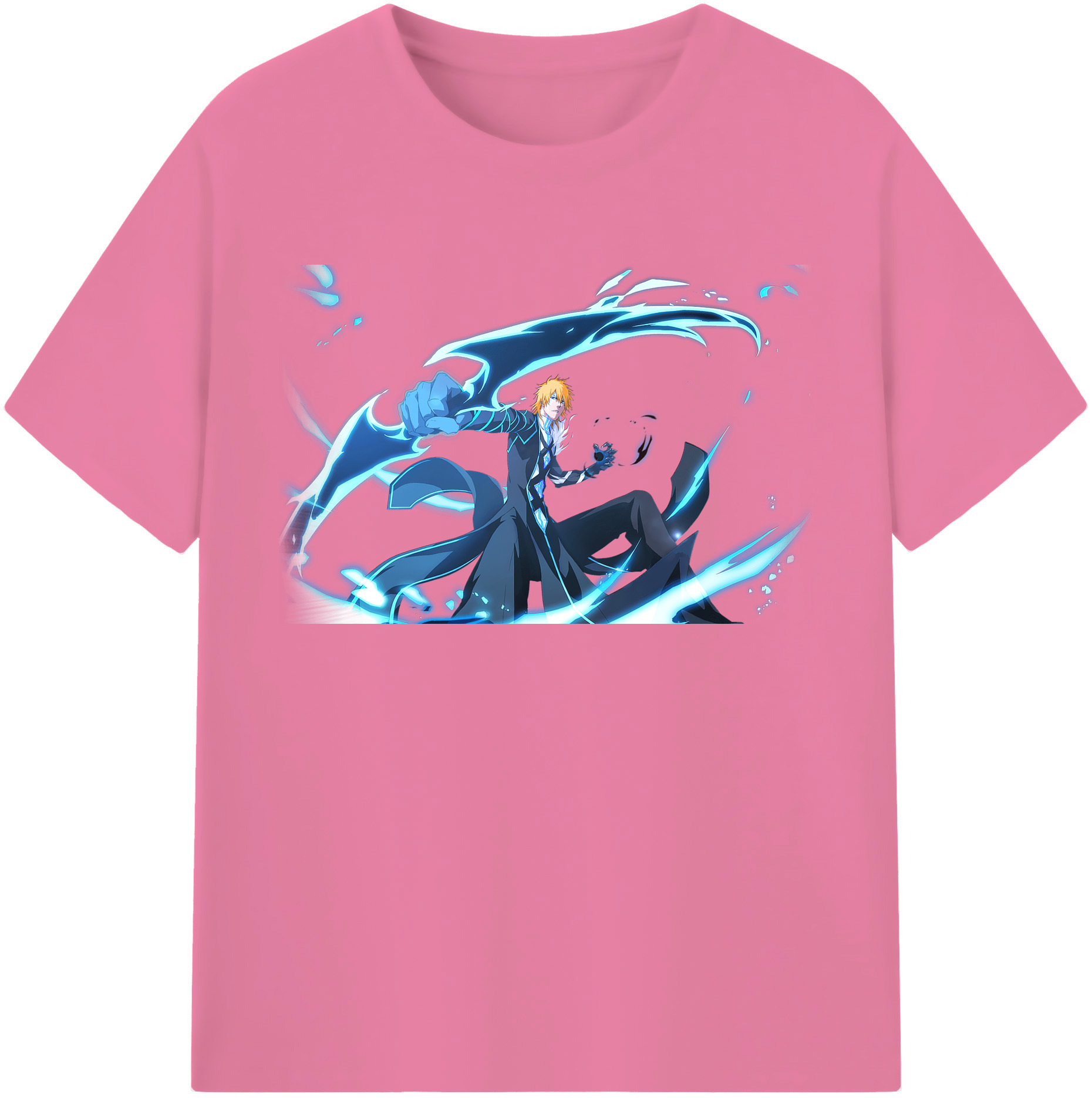 （画像用） ブリーチ 黒崎一護（くろさき いちご）BLEACH Kurosaki Ichigo 綿100％半袖Tシャツ（フロントプリント）
